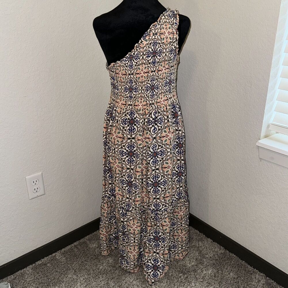 Knox Rose A-Line Dress Women's Medium Multi Floral Print One Shoulder Pockets‎ - Picture 3 of 8